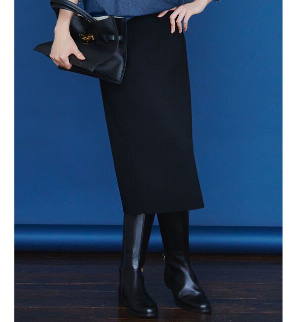 23区「【洗える】ヴィスコースストレッチ タイトスカート」|スカート|ブラック系