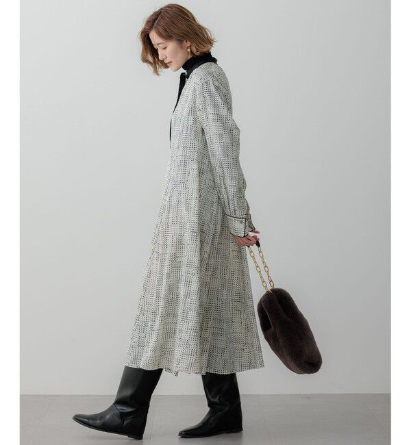 23区「【洗える】モノクロトーンプリント ワンピース」|ワンピース|