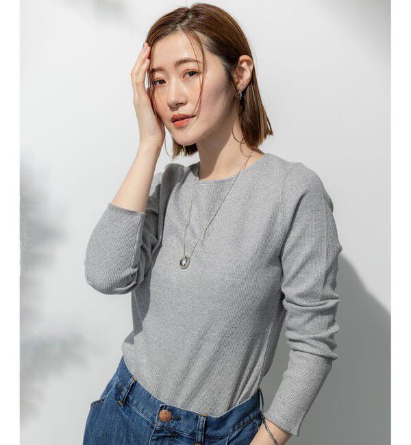 23区「【SLOW/一部店舗限定】ラメリブジャージー ロングTシャツ」|Tシャツ・カットソー|