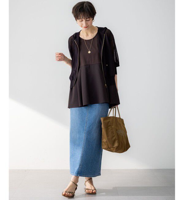 23区「【洗える】シャイニーシアー ニット パーカー」|パーカー|