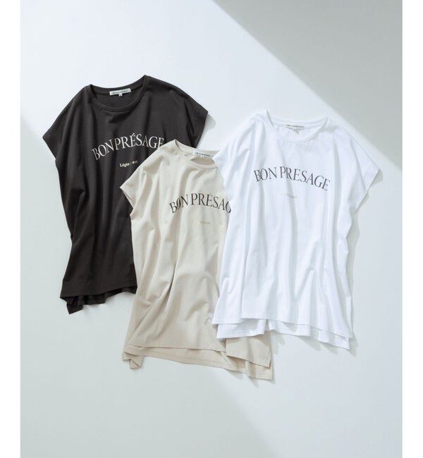 23区「【接触冷感/洗える】BON-PRESAGE ロゴ フレンチスリーブ Tシャツ」|Tシャツ・カットソー|