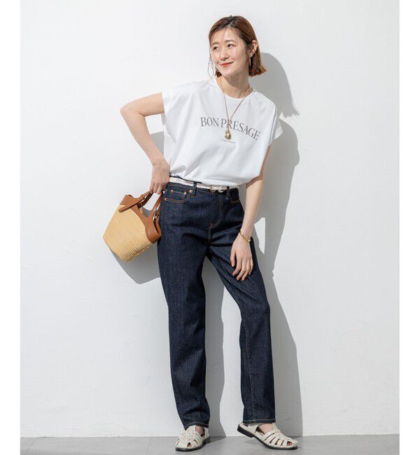 23区「【接触冷感/洗える】BON-PRESAGE ロゴ フレンチスリーブ Tシャツ」|Tシャツ・カットソー|
