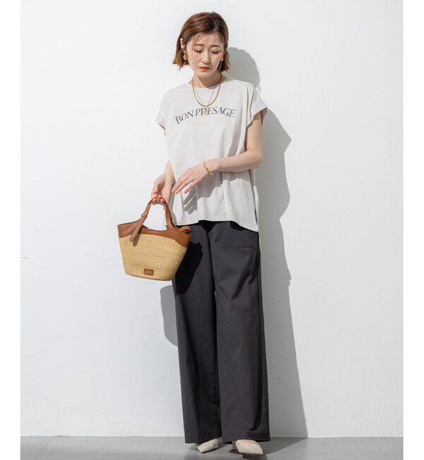 23区「【接触冷感/洗える】BON-PRESAGE ロゴ フレンチスリーブ Tシャツ」|Tシャツ・カットソー|