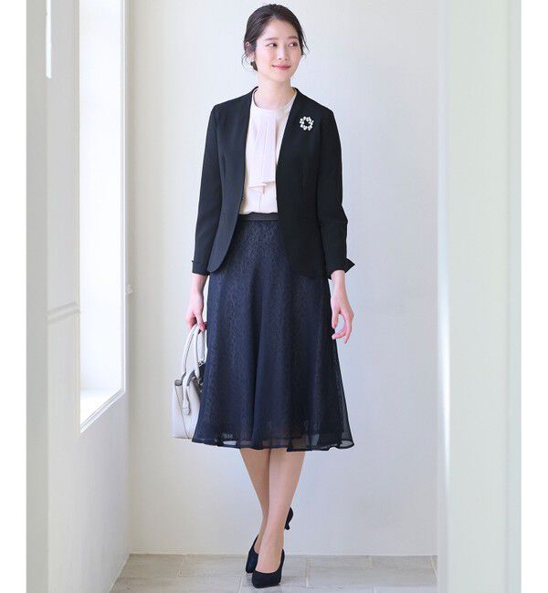 ANY SIS「【洗える】セレモニーダブルクロス カラーレス ジャケット」|ノーカラージャケット|