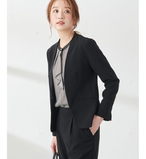 ANY SIS「【洗える】セレモニーダブルクロス カラーレス ジャケット」|ノーカラージャケット|