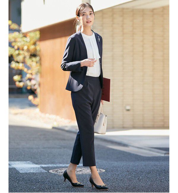 ANY SIS「【洗える】セレモニーダブルクロス カラーレス ジャケット」|ノーカラージャケット|