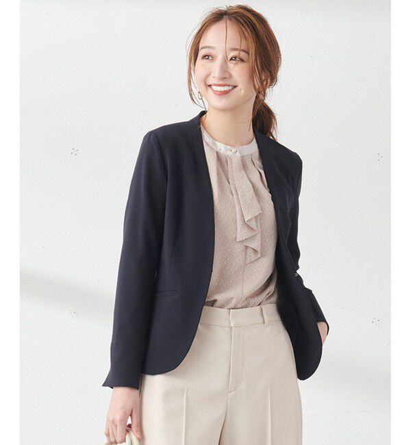 ANY SIS「【洗える】セレモニーダブルクロス カラーレス ジャケット」|ノーカラージャケット|