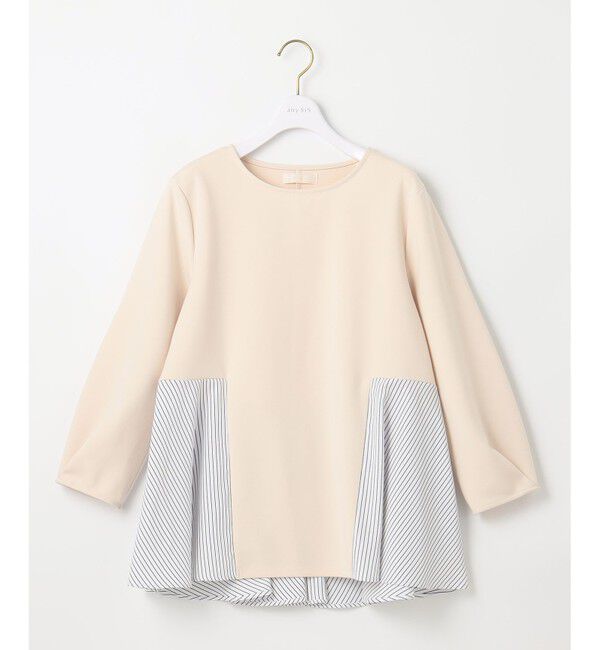 ANY SIS「【洗える】異素材コンビペプラム トップス」|Tシャツ・カットソー|