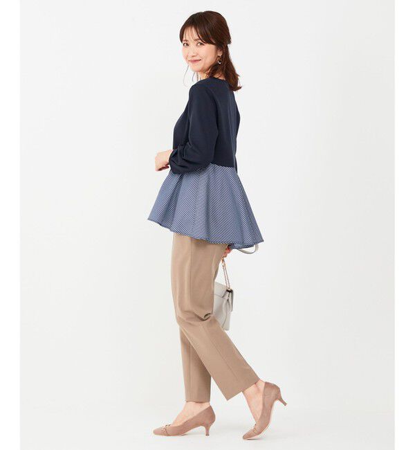 ANY SIS「【洗える】異素材コンビペプラム トップス」|Tシャツ・カットソー|