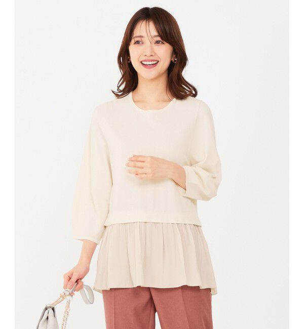 any SiS「【洗える】ファブリックコンビ ニット」|ニット・セーター|アイボリー