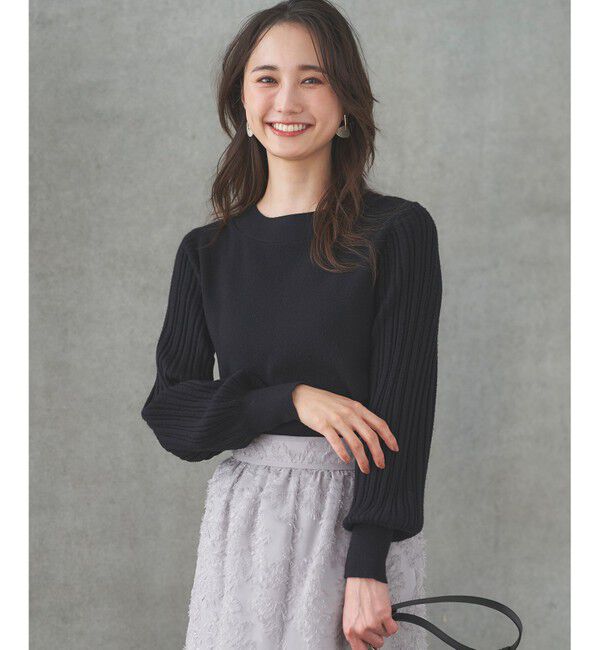 ANY SIS「【洗える】冬のシャルマン パフスリーブ ニット」|ニット・セーター|ブラック