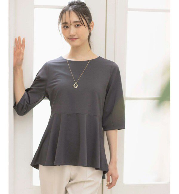 ANY SIS「【接触冷感/UVカット】サカリバ ペプラム プルオーバー」|Tシャツ・カットソー|スレート