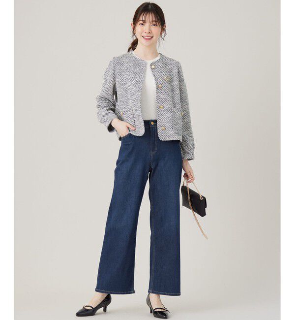 any SiS「【洗える】ネップツイード ジャケット」|ノーカラージャケット|