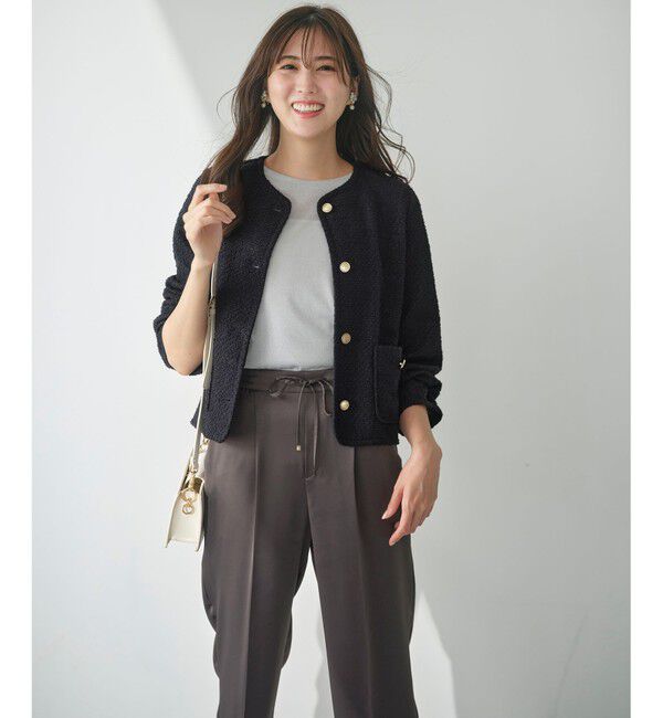 any SiS「【洗える】ネップツイード ジャケット」|ノーカラージャケット|