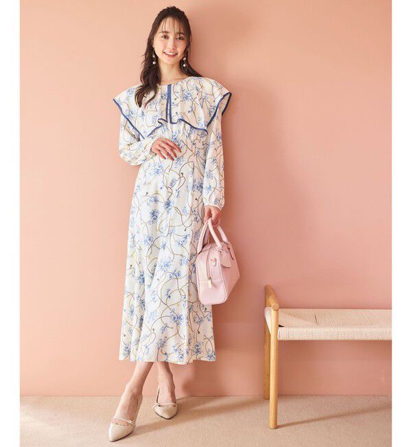 any SiS「【洗える】スカーフデザインプリント ワンピース」|ワンピース|