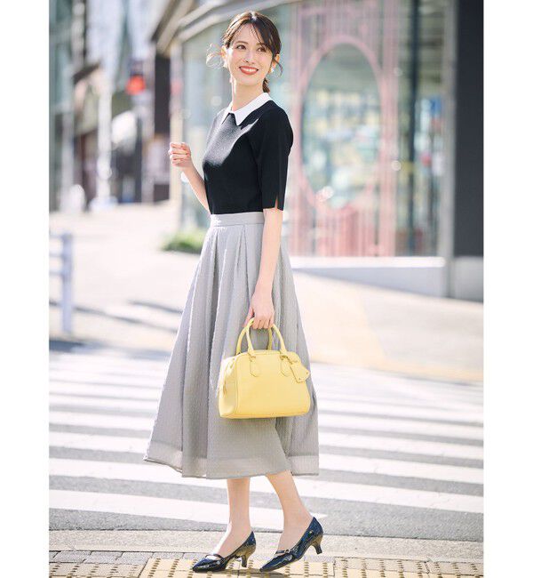 any SiS「【好印象企画】襟配色ニット&times;タックスカートセット」|スーツ|