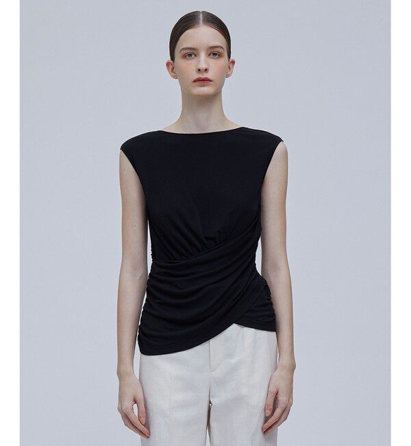 BEIGE,「MELLE / ギャザートップス」|Tシャツ・カットソー|Black