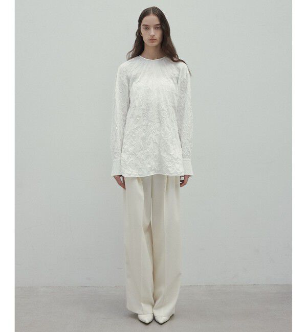 BEIGE,「【洗える・GISELe 4月号掲載】ASTILBE / コットンジャージークルーネックブラウス」|シャツ・ブラウス|