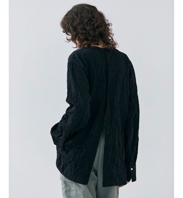 BEIGE,「【洗える・GISELe 4月号掲載】ASTILBE / コットンジャージークルーネックブラウス」|シャツ・ブラウス|Black