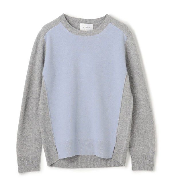 BEIGE,「【WEB限定・洗える】ROGAN / バイカラーウールクルーネックニット」|ニット・セーター|