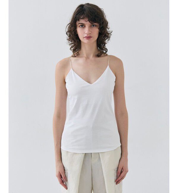 BEIGE,「【洗える・Precious 7月号掲載】ABELIA / コットンVラインカップ付きキャミソール」|Tシャツ・カットソー|White