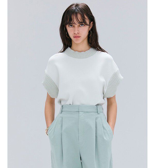 BEIGE,「【洗える・Oggi 11月号掲載】LAURA / ドライタッチ異素材リブニット」|ニット・セーター|L.Sage