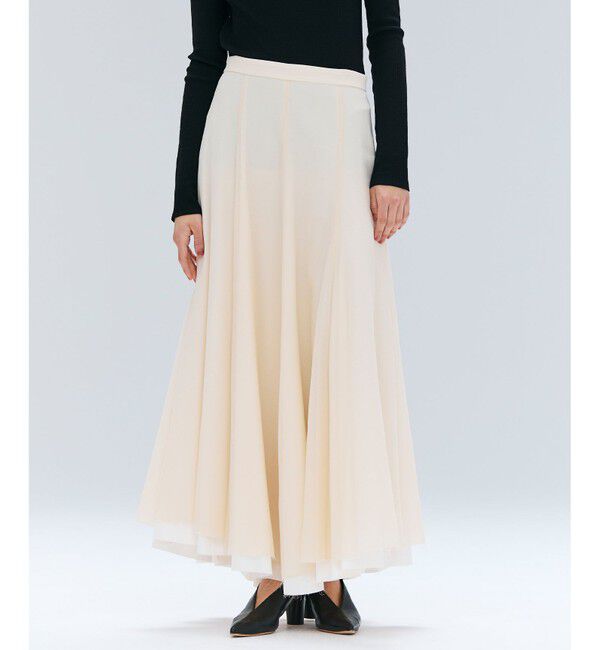 BEIGE,「PINE / ウールレイヤードフレアスカート」|スカート|Ecru