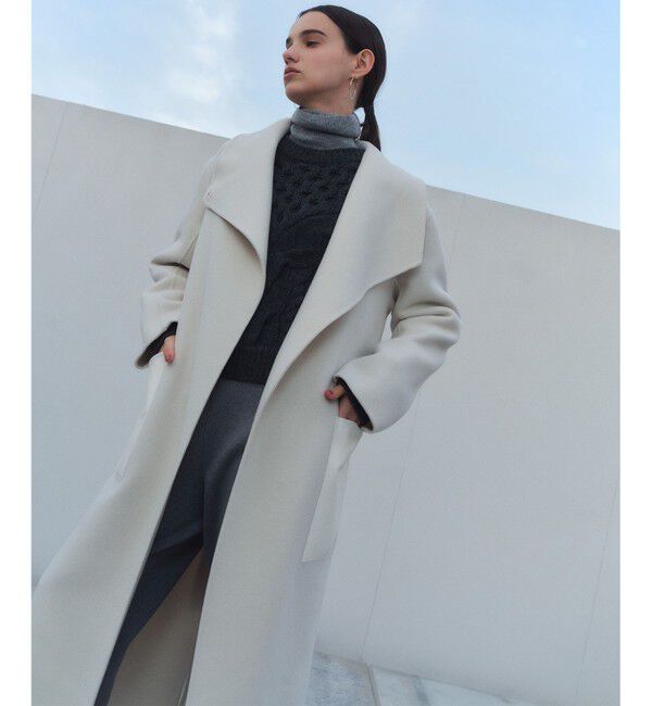 BEIGE,「LEMOORE / ウールリバーフェイクレザーポケット付きコート」|その他|Bone