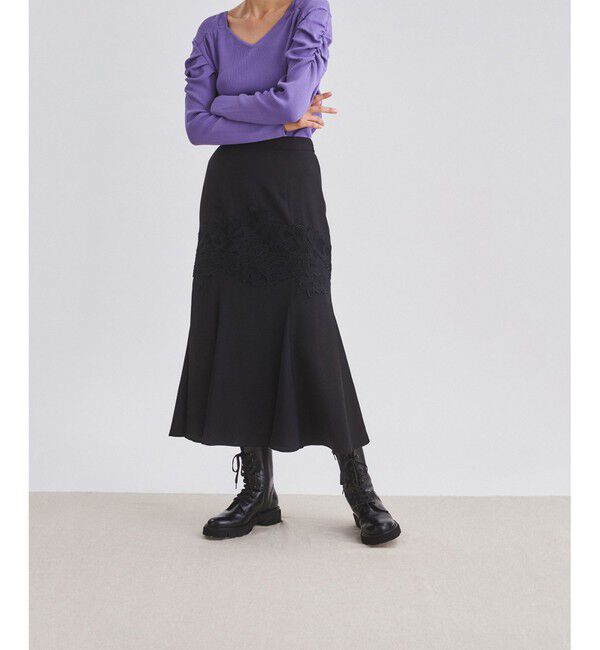 GRACE CONTINENTAL「レース切替マーメイドスカート」|スカート|ブラック