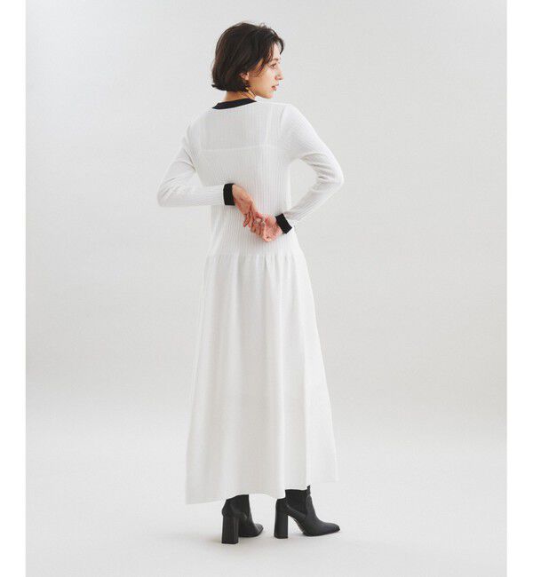  「バイカラーフレアニットワンピース」|ワンピース|