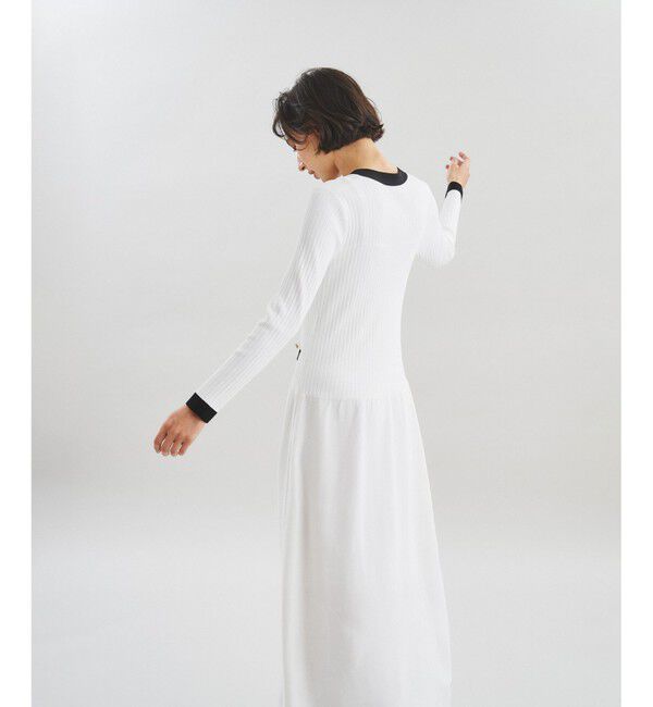  「バイカラーフレアニットワンピース」|ワンピース|