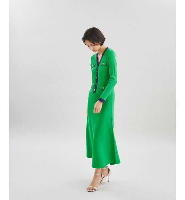  「バイカラーフレアニットワンピース」|ワンピース|