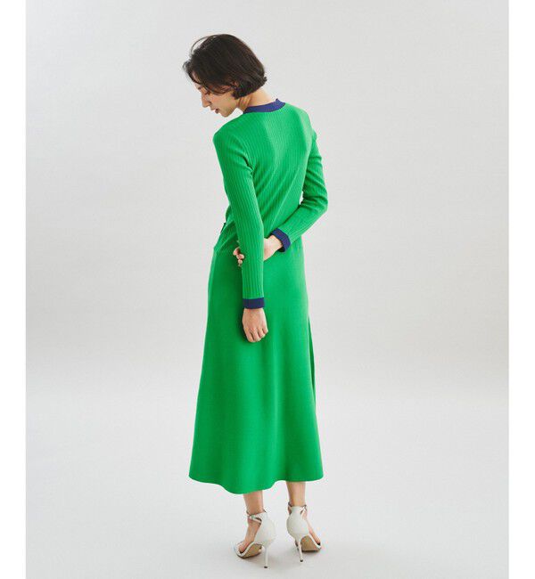  「バイカラーフレアニットワンピース」|ワンピース|