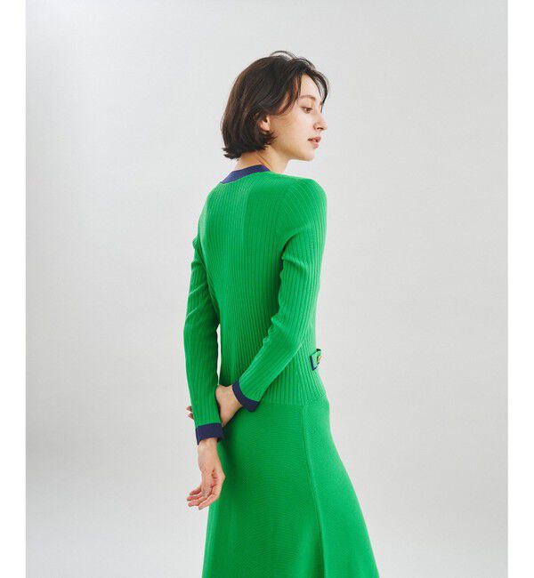  「バイカラーフレアニットワンピース」|ワンピース|