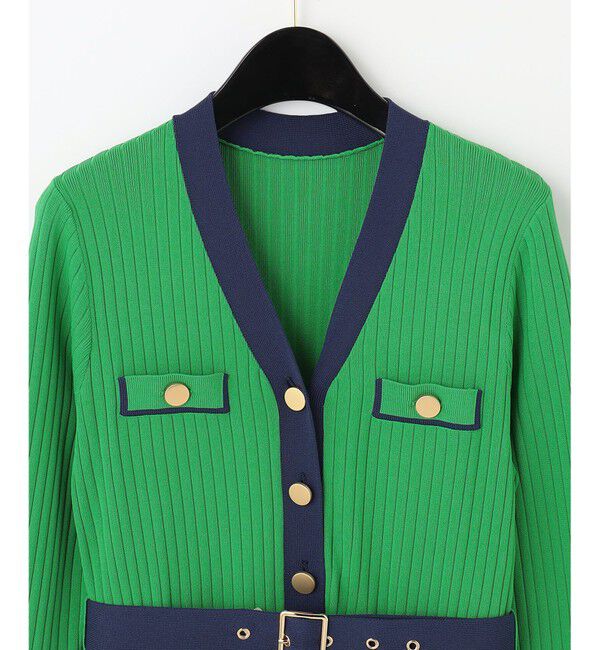  「バイカラーフレアニットワンピース」|ワンピース|