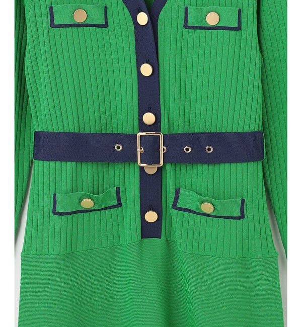  「バイカラーフレアニットワンピース」|ワンピース|