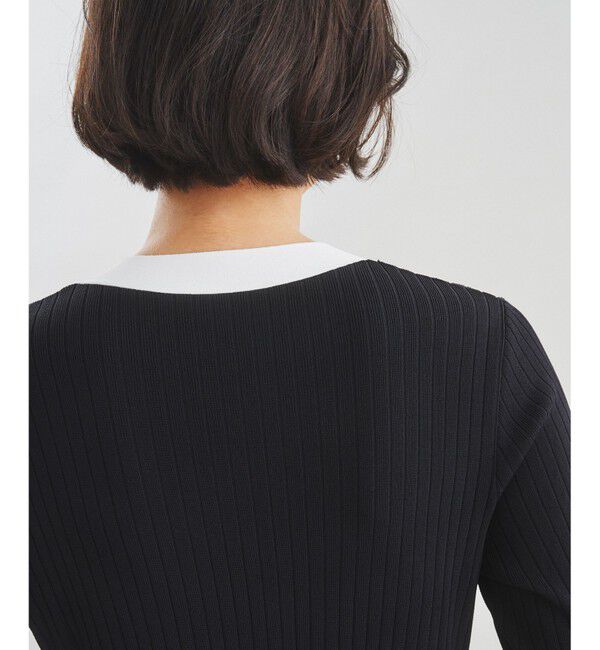  「バイカラーフレアニットワンピース」|ワンピース|