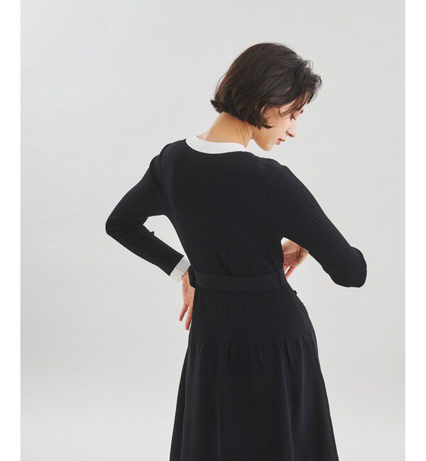  「バイカラーフレアニットワンピース」|ワンピース|