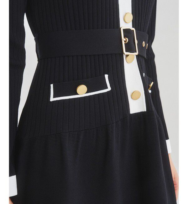  「バイカラーフレアニットワンピース」|ワンピース|