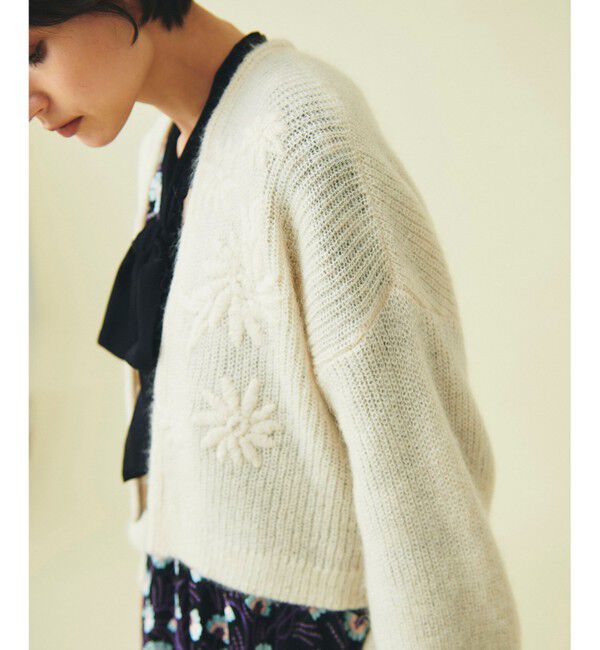 GRACE CONTINENTAL「モヘヤフラワーニットカーディガン」|カーディガン|