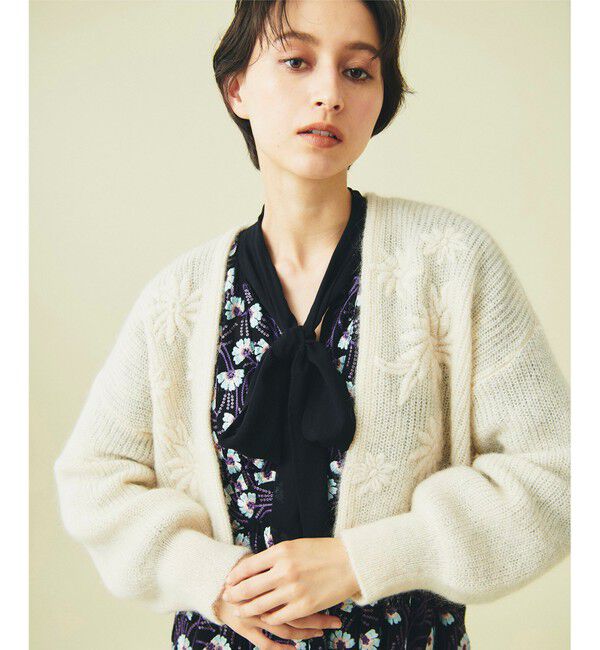GRACE CONTINENTAL「モヘヤフラワーニットカーディガン」|カーディガン|