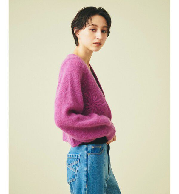 GRACE CONTINENTAL「モヘヤフラワーニットカーディガン」|カーディガン|