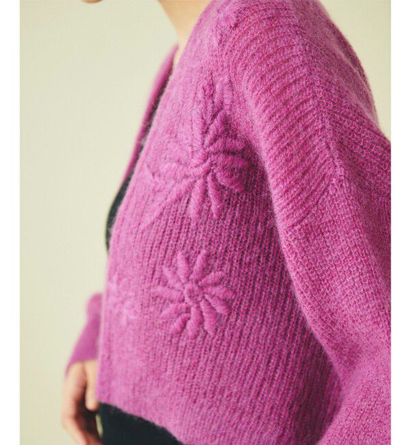 GRACE CONTINENTAL「モヘヤフラワーニットカーディガン」|カーディガン|