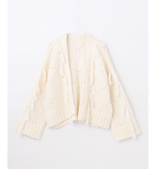 GRACE CONTINENTAL「フリンジショートニットカーディガン」|カーディガン|