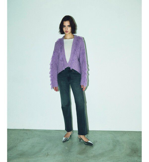 GRACE CONTINENTAL「フリンジショートニットカーディガン」|カーディガン|