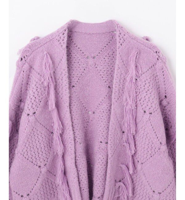 GRACE CONTINENTAL「フリンジショートニットカーディガン」|カーディガン|