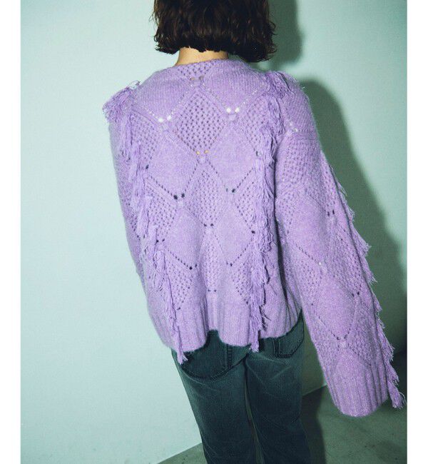 GRACE CONTINENTAL「フリンジショートニットカーディガン」|カーディガン|