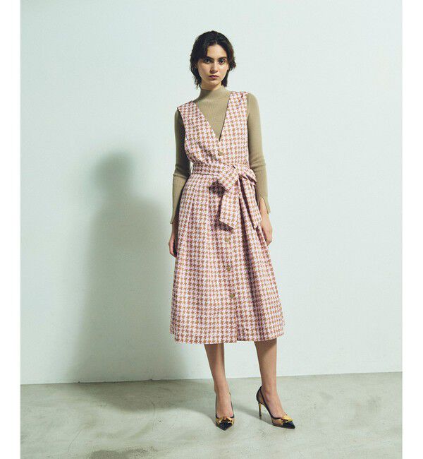 Grace Class「ハウンドトゥースジャンパースカート」|ワンピース|ピンク