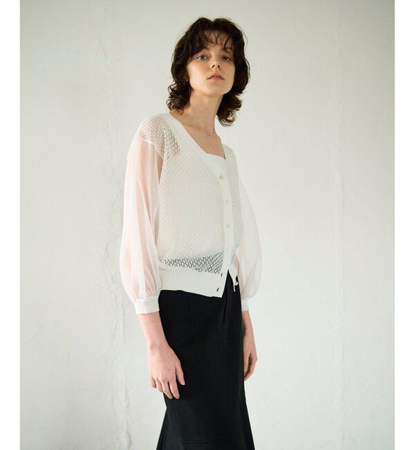 GRACE CONTINENTAL「シアードルマンニットカーディガン」|カーディガン|ホワイト
