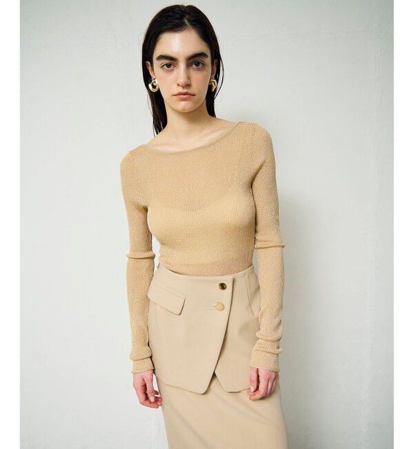 Grace Class「ラメシアーリブニットトップ」|ニット・セーター|ベージュ